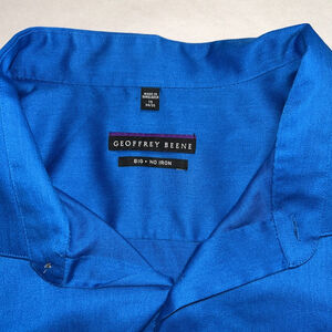 Geoffrey Beene 19 34/35 Blue Jewel Tone No Iron Long Sleeve Button Up